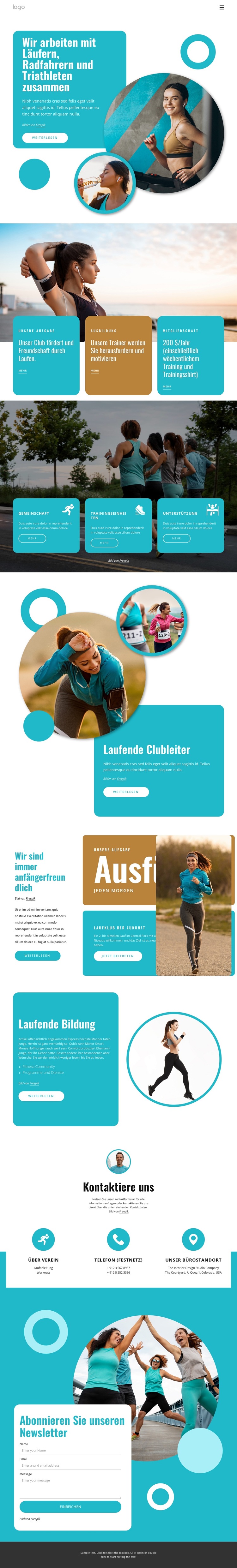 Trainingspläne für Triathleten und Läufer Website-Vorlage
