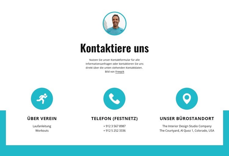 Kontakte mit großen Symbolen Landing Page