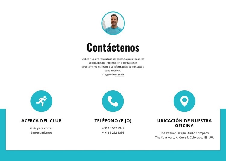 Contactos con iconos grandes Creador de sitios web HTML