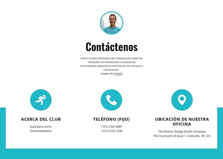 Contactos con iconos grandes Maqueta de sitio web