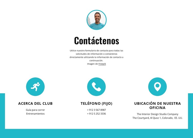 Contactos con iconos grandes Plantilla de sitio web