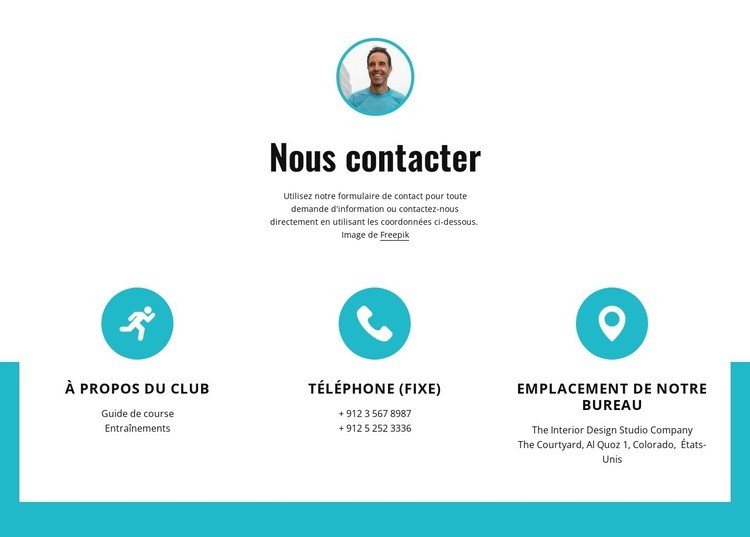 Contacts avec de grandes icônes Conception de site Web