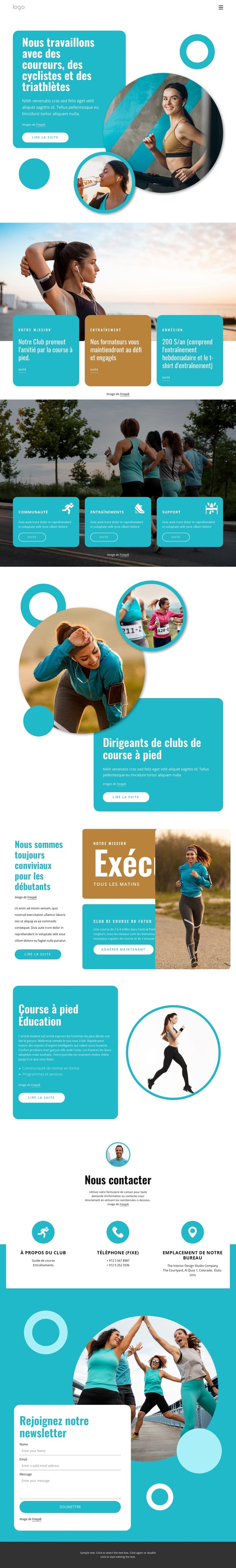 Plans d'entraînement pour triathlètes et coureurs Maquette de site Web