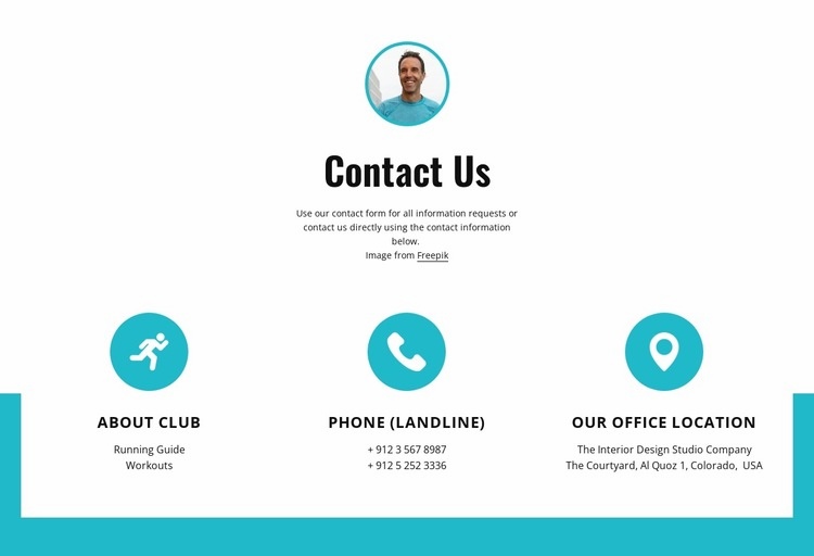 Contacts with big icons Homepage Design