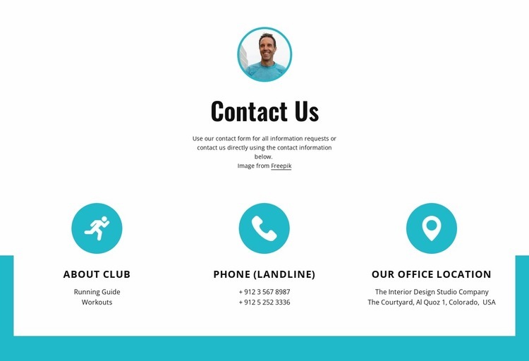 Contacts with big icons Html Code Example