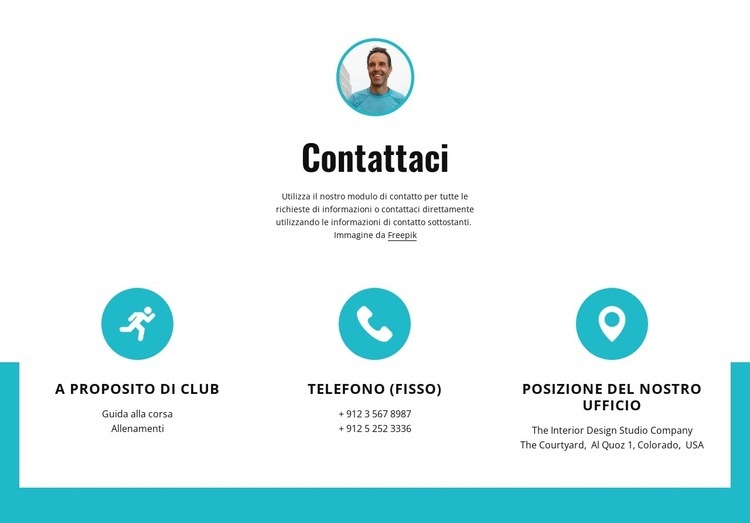 Contatti con icone grandi Mockup del sito web