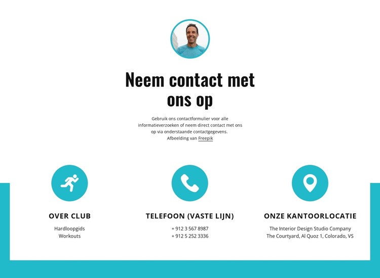 Contacten met grote pictogrammen CSS-sjabloon