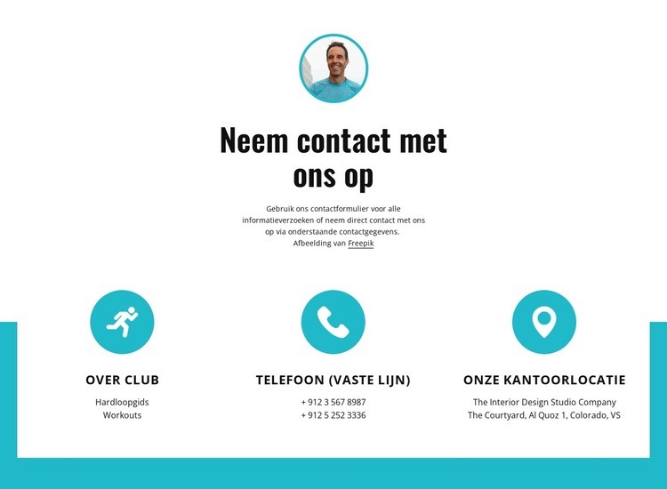 Contacten met grote pictogrammen HTML5-sjabloon