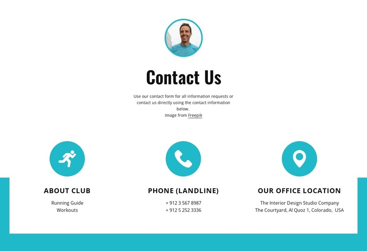 Contacts with big icons One Page Template