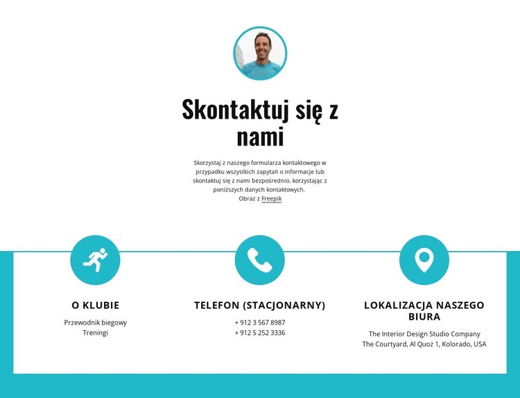 Kontakty z dużymi ikonami Projekt strony internetowej