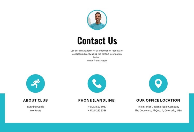 Contacts with big icons Squarespace Template Alternative