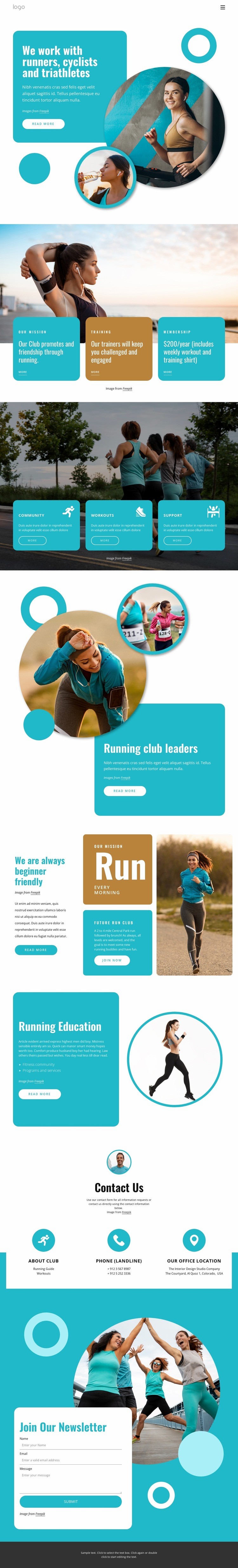 Träningsplaner för triathleter och löpare Html webbplatsbyggare