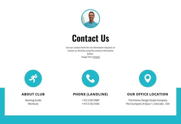 Contacts with big icons Web Page Design