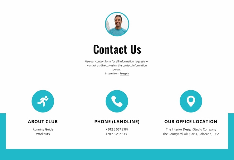 Contacts with big icons Website Builder Templates