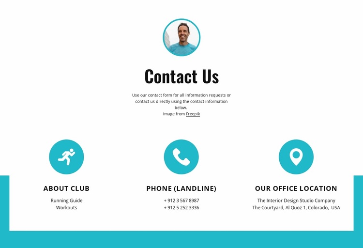 Contacts with big icons Website Design
