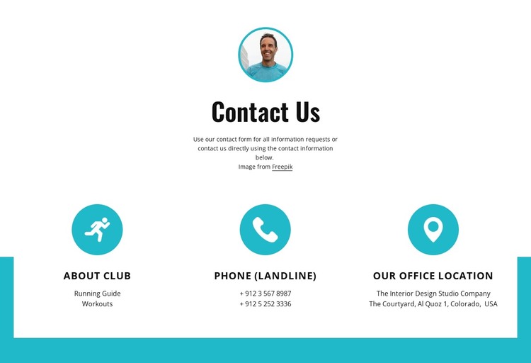 Contacts with big icons WordPress Theme