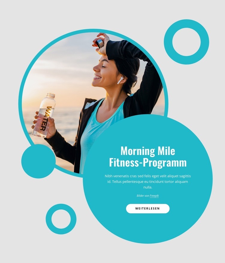 Morgenmeilen-Fitnessprogramm Eine Seitenvorlage