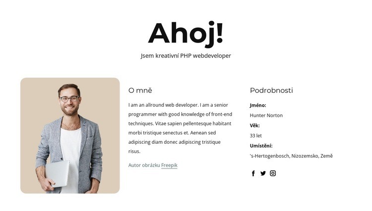 Vývojářský profil PHP Šablona