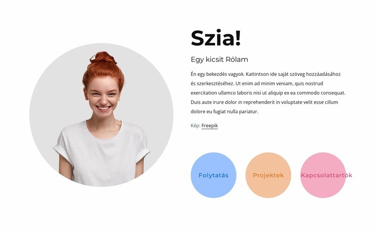 Önéletrajz, profil, elérhetőségek HTML Sablon