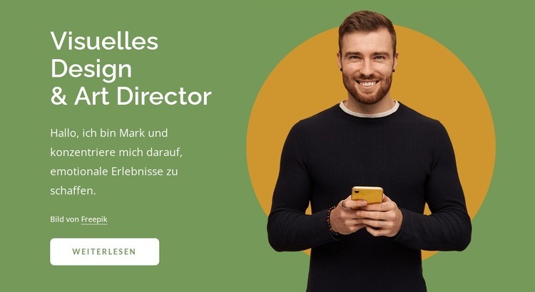 Visuelles Design und Art Director Eine Seitenvorlage