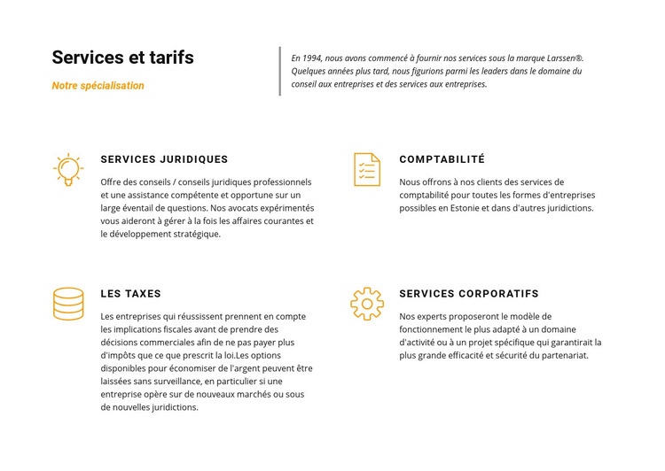 Société de droit Modèles de constructeur de sites Web