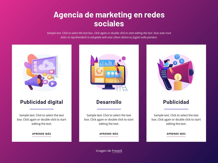 Agencia de marketing en redes sociales Maqueta de sitio web