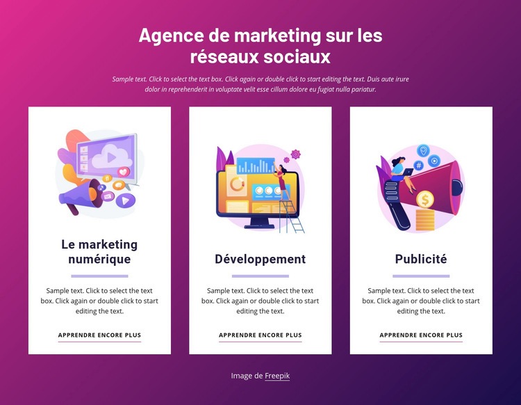 Agence de marketing sur les réseaux sociaux Créateur de site Web HTML