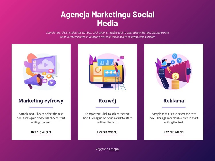 Agencja marketingu społecznościowego Szablony do tworzenia witryn internetowych