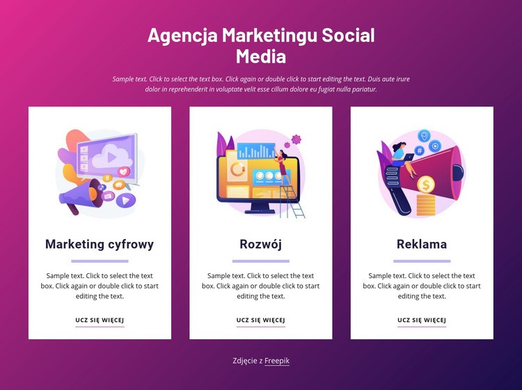 Agencja marketingu społecznościowego Makieta strony internetowej