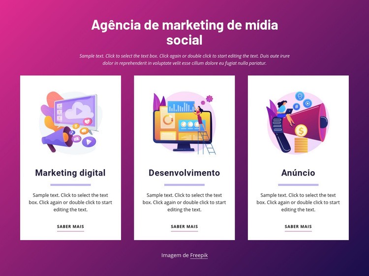 Agência de marketing de mídia social Maquete do site