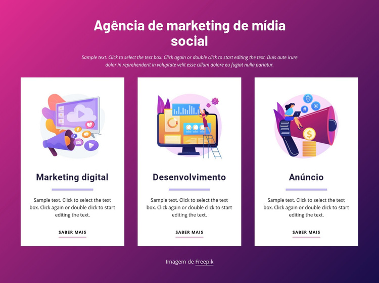 Agência de marketing de mídia social Modelo de site
