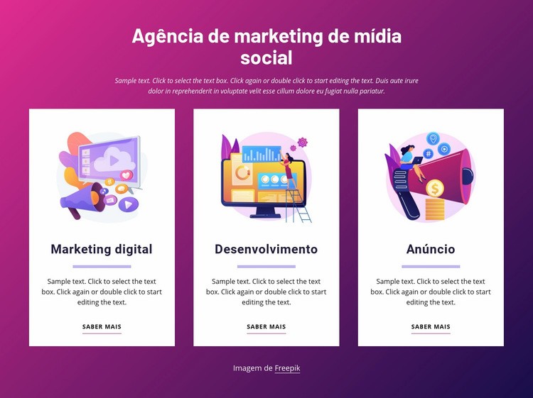 Agência de marketing de mídia social Landing Page