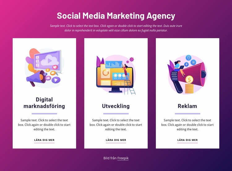 Sociala medier marknadsföringsbyrå CSS -mall