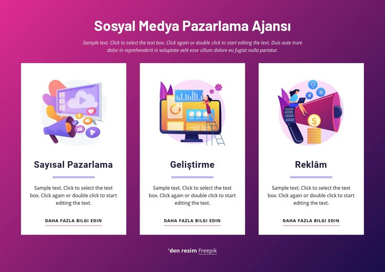 Sosyal medya pazarlama ajansı Web Sitesi Oluşturucu Şablonları