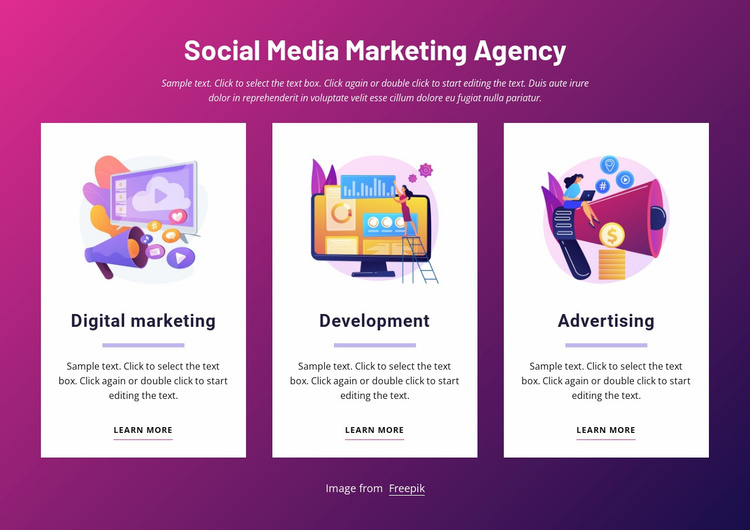 Social media marketing agency Landing Page