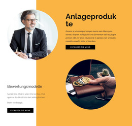 Anlageprodukte - Mobile Website-Vorlage