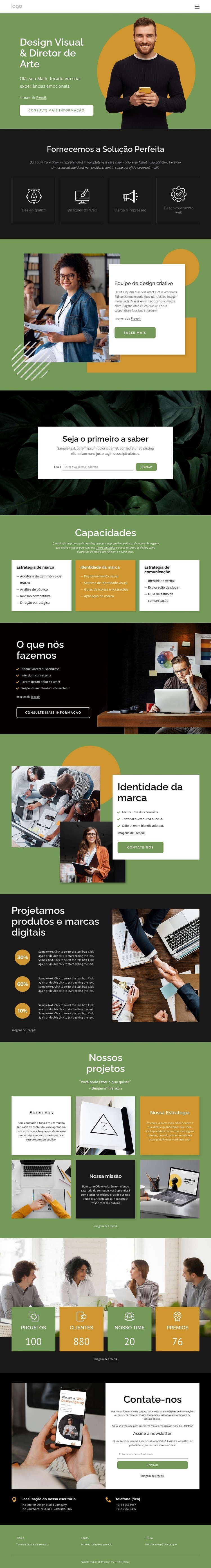 Designers visuais Design do site