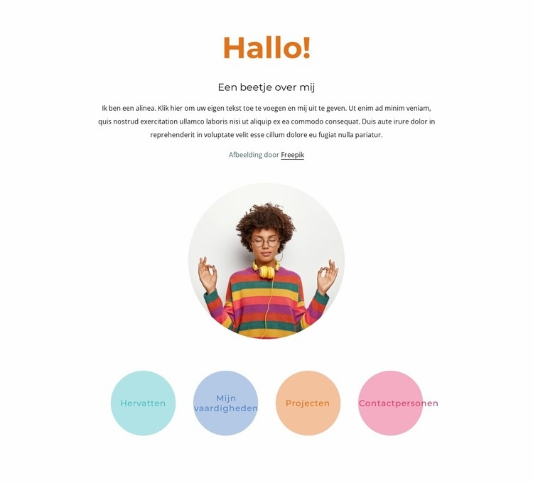 Hallo blok met hyperlinks Website mockup