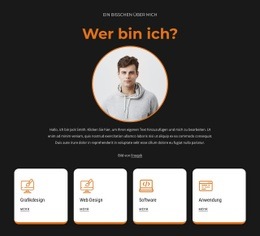 Über Mich Block Mit Symbolen - Drag & Drop-Website-Builder
