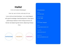 Website-Design Für Hallo Block Mit Kontakten