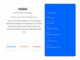 Hallo Block Mit Kontakten – Website-Mockup-Vorlage