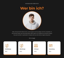 Über Mich Block Mit Symbolen – Fertiges Website-Design