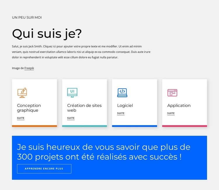 Ma passion et mon objectif sont le développement Web Créateur de site Web HTML