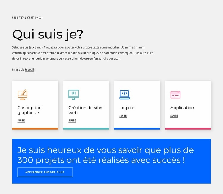 Ma passion et mon objectif sont le développement Web Modèle HTML5