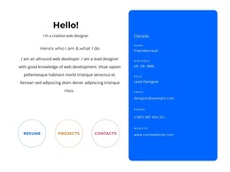 Design Template For Hello Block With Contacts