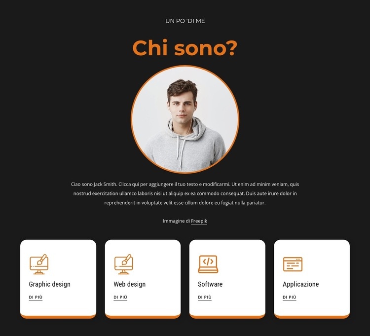 Chi sono blocco con icone Mockup del sito web