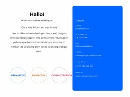 Websiteontwerp Voor Hallo Blok Met Contacten