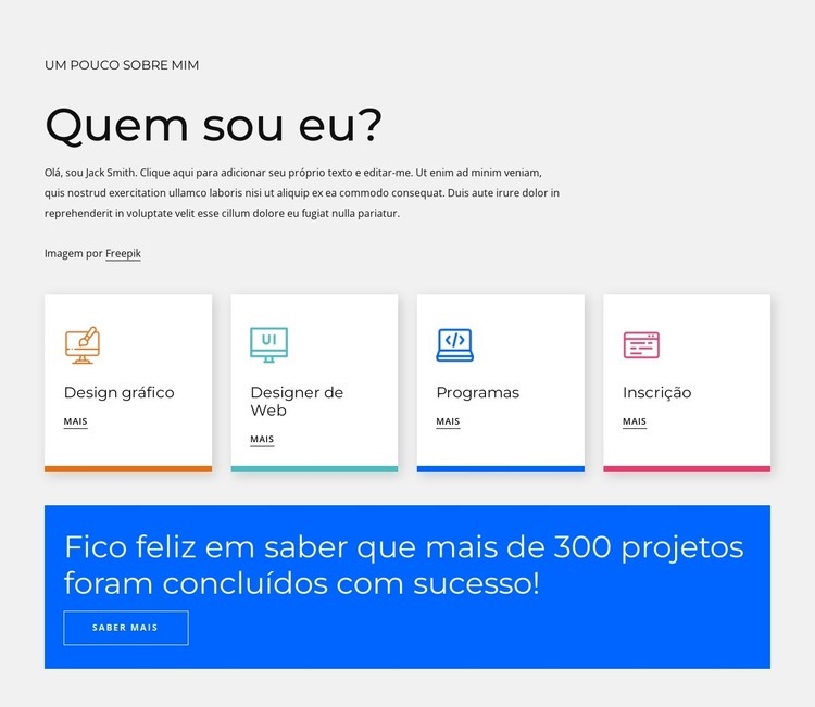 Minha paixão e foco é desenvolvimento web Maquete do site