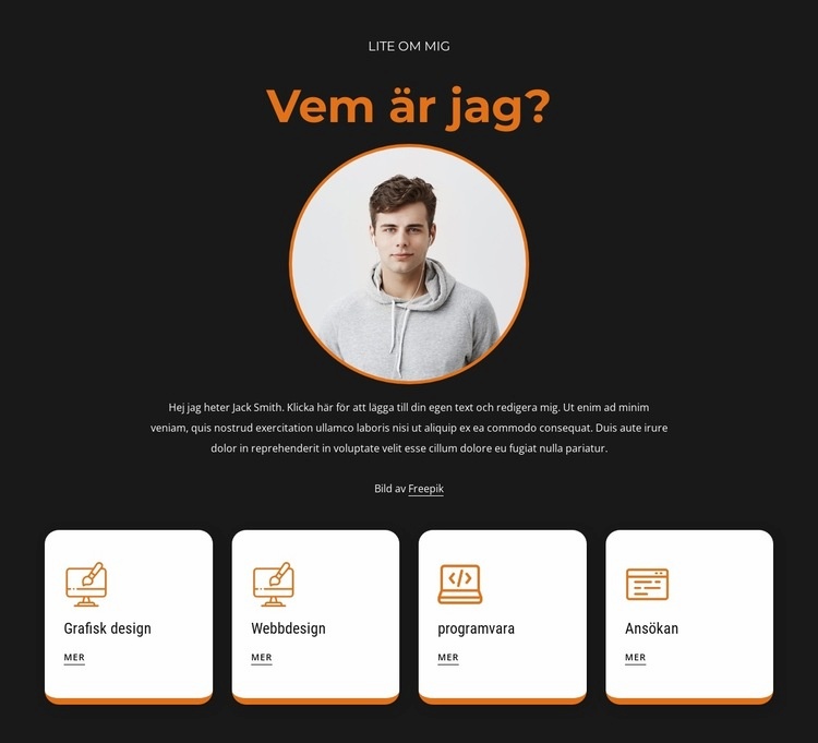 Om mig block med ikoner WordPress -tema