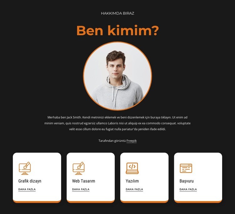 Benim hakkımda simgelerle engelle Web Sitesi Oluşturucu Şablonları